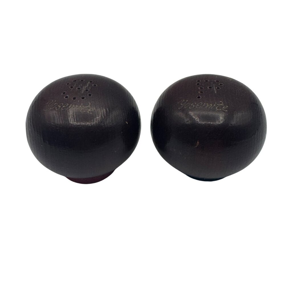 Vintage Wooden Yosemite Salt & Pepper Shakers Handcrafted Rounded Design